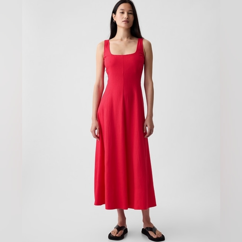 Gap Linen Fitted Red Dress XXL NWT